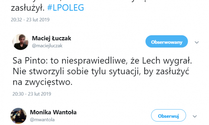 ABSURDALNE tłumaczenia Sa Pinto po porażce z Lechem